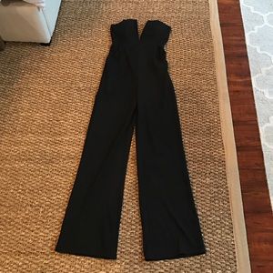 Black deep v jumpsuit